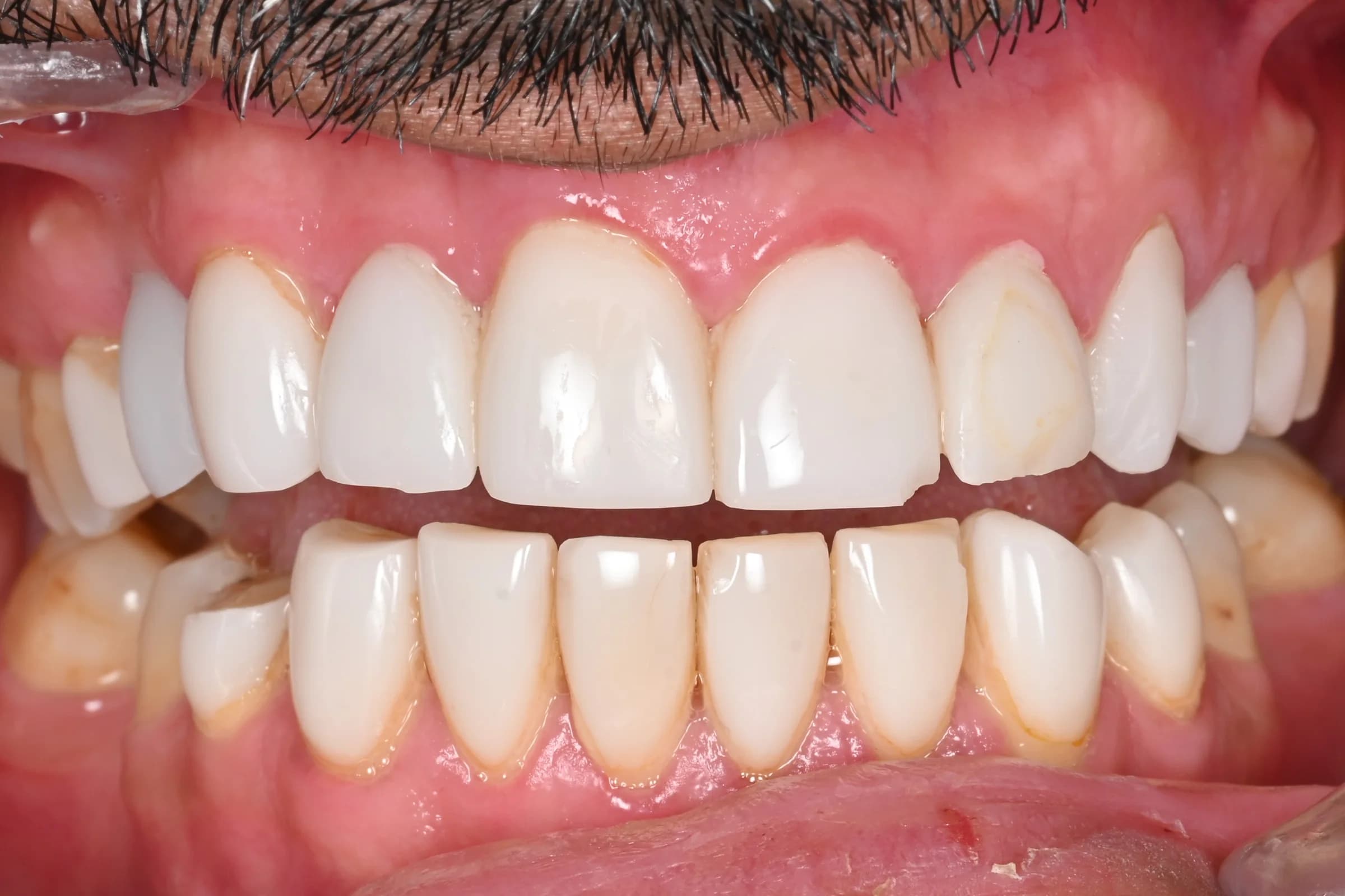 A full veneer case, six views — before treatment